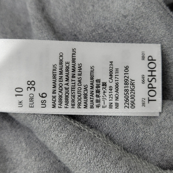 TOPSHOP Soft Gray Mock Neck Sleeveless Shift Dress Size 6 EUR 38 - Picture 7 of 8